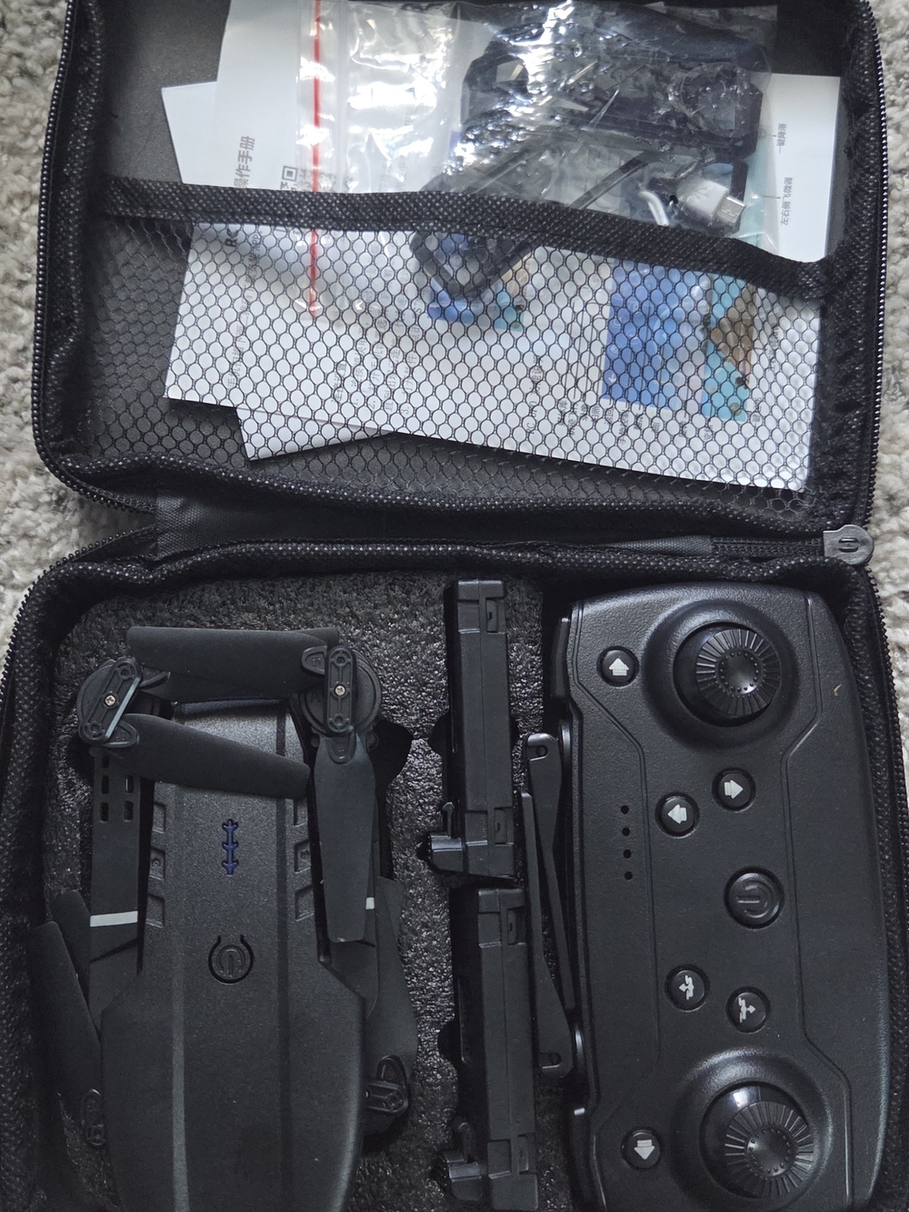 Black Foldable Drone with Controller - Compact Portable Quadcopter